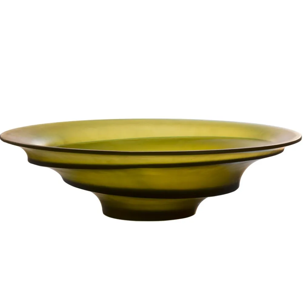 Vessière Cristaux Editions D’Art|Coupes Cristal|Centre de table vert sand daum par christian ghion