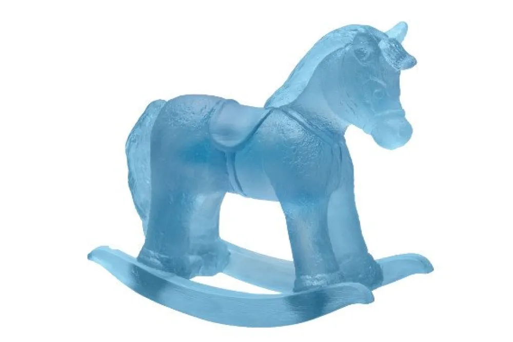 Vessière Cristaux Bestiaire|Animaux Cristal|Cheval à bascule bleu daum