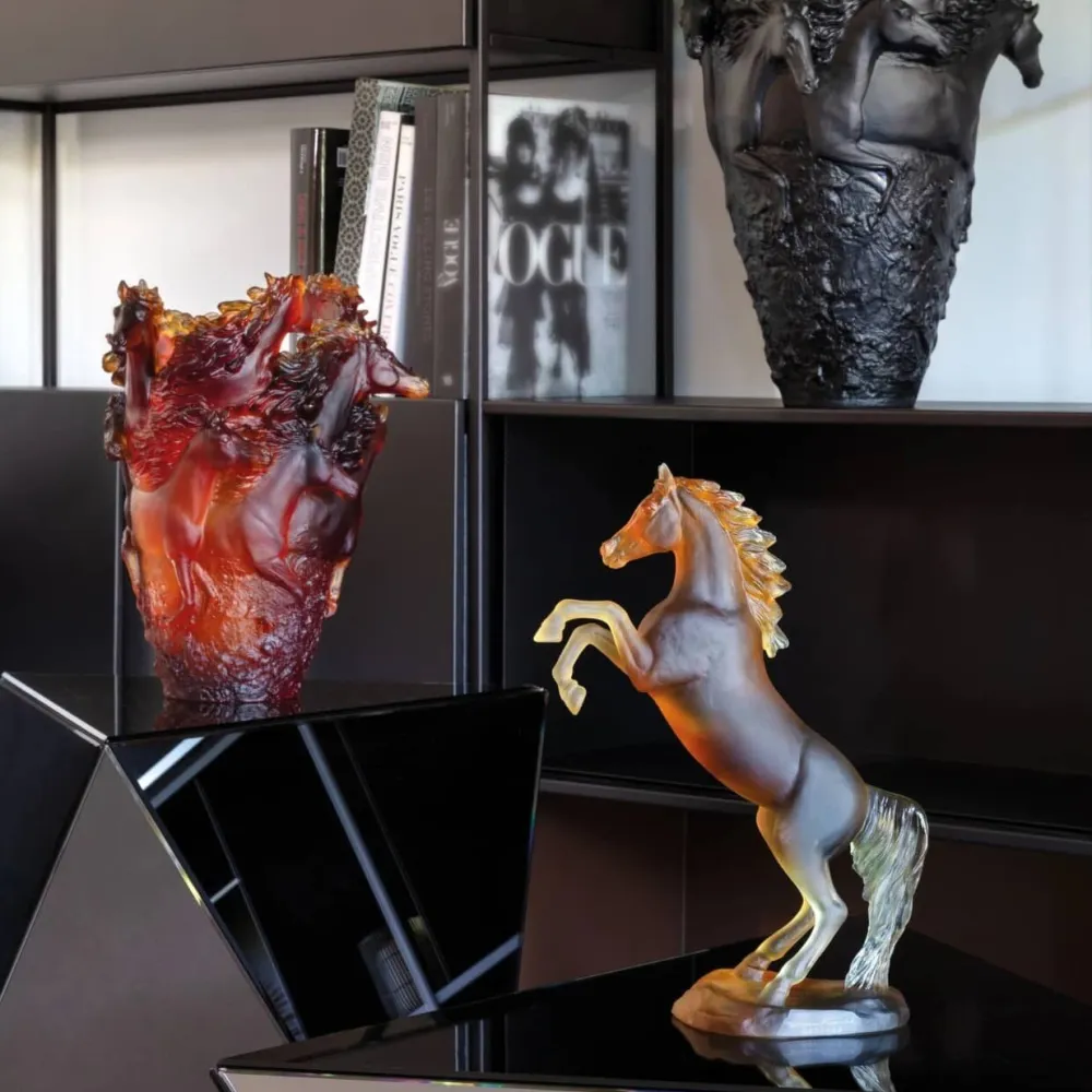 Vessière Cristaux Editions D’Art|Bestiaire|Cheval fougeux ambre daum