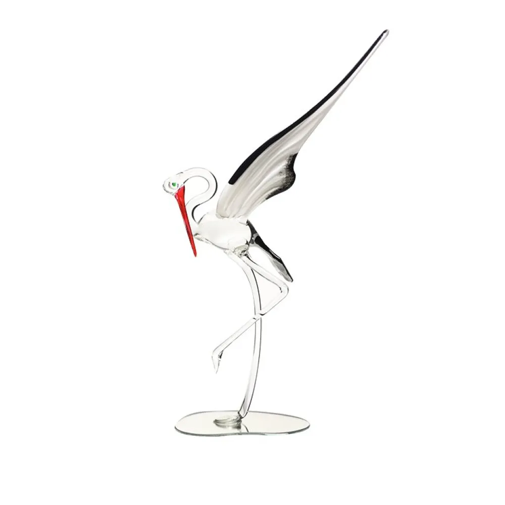 Vessière Cristaux Bestiaire|Animaux Cristal|Cigogne cristal sur miroir