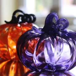 Vessière Cristaux Décoration|Sulfures, Presse-Papiers Cristal|Citrouille décorative cristal de Lorraine violet