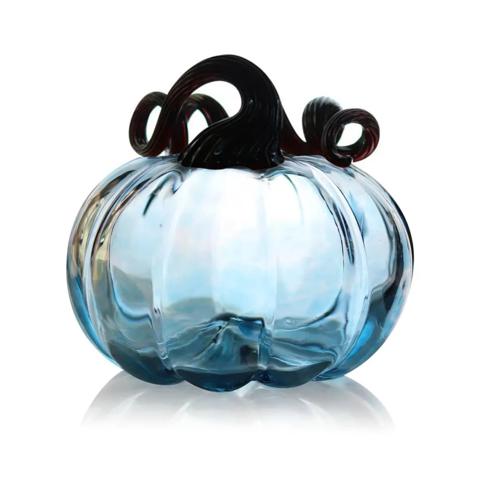 Vessière Cristaux Décoration|Sulfures, Presse-Papiers Cristal|Citrouille décorative cristal de Lorraine bleu