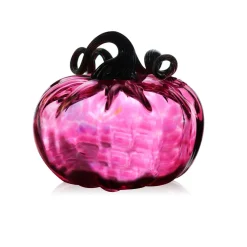 Vessière Cristaux Décoration|Sulfures, Presse-Papiers Cristal|Citrouille décorative cristal de Lorraine rose fuchsia