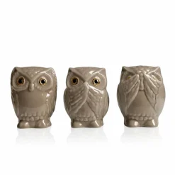 Vessière Cristaux Animaux Cristal|Animaux|Coffret 3 Chouettes IWA KIKA MI Émaux de Longwy
