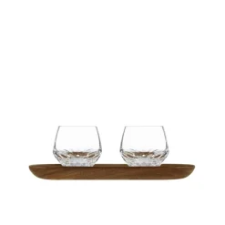 Vessière Cristaux Art De La Table|Verre À Pied|Coffret 2 gobelets café court Folia + plateau Saint-Louis