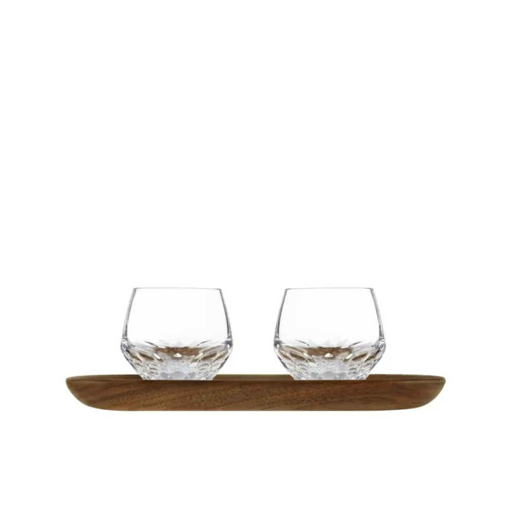 Vessière Cristaux Art De La Table|Verre À Pied|Coffret 2 gobelets café court Folia + plateau Saint-Louis