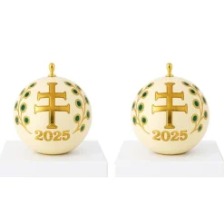 Vessière Cristaux Ornements Cristal|Décorations De Noël|Coffret de 2 Boules de Noël Croix de Lorraine 2025 Vessière X Longwy