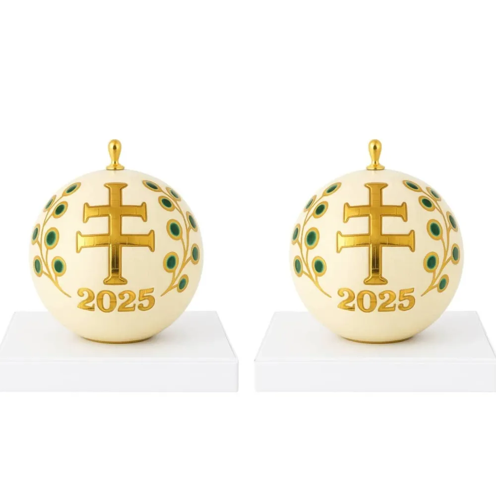 Vessière Cristaux Ornements Cristal|Décorations De Noël|Coffret de 2 Boules de Noël Croix de Lorraine 2025 Vessière X Longwy
