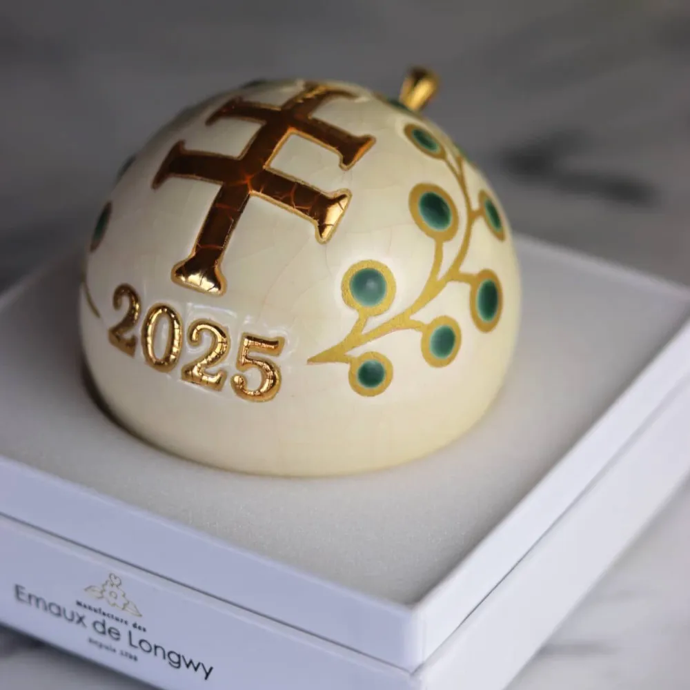 Vessière Cristaux Ornements Cristal|Décorations De Noël|Coffret de 2 Boules de Noël Croix de Lorraine 2025 Vessière X Longwy