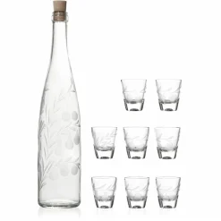 Vessière Cristaux Art De La Table|Flasque, Bouteille Cristal|Coffret eau de vie 9 pièces