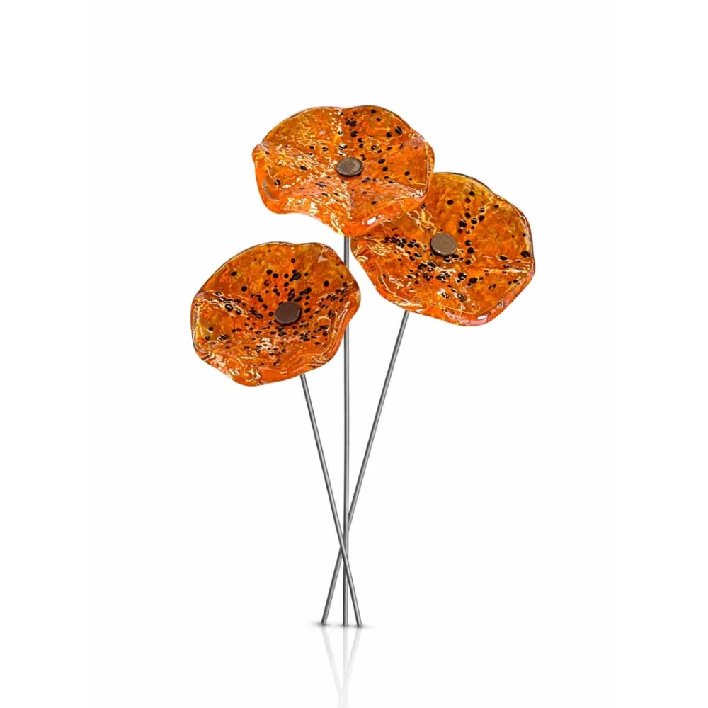 Vessière Cristaux Décoration|Fleurs Cristal|Coffret printemps pm fleurs d’extérieurs X3 orange