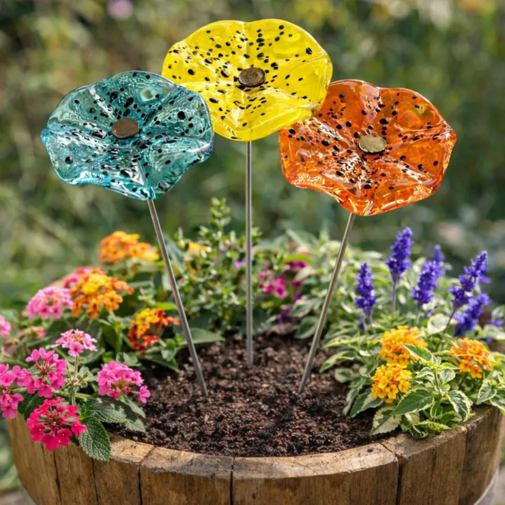 Vessière Cristaux Décoration|Fleurs Cristal|Coffret printemps pm fleurs d’extérieurs X3 bleu