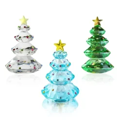 Vessière Cristaux Décoration|Figurines Miniature Cristal|Coffret Sapins cristal 2025 X3