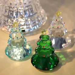 Vessière Cristaux Décoration|Figurines Miniature Cristal|Coffret Sapins cristal 2025 X3