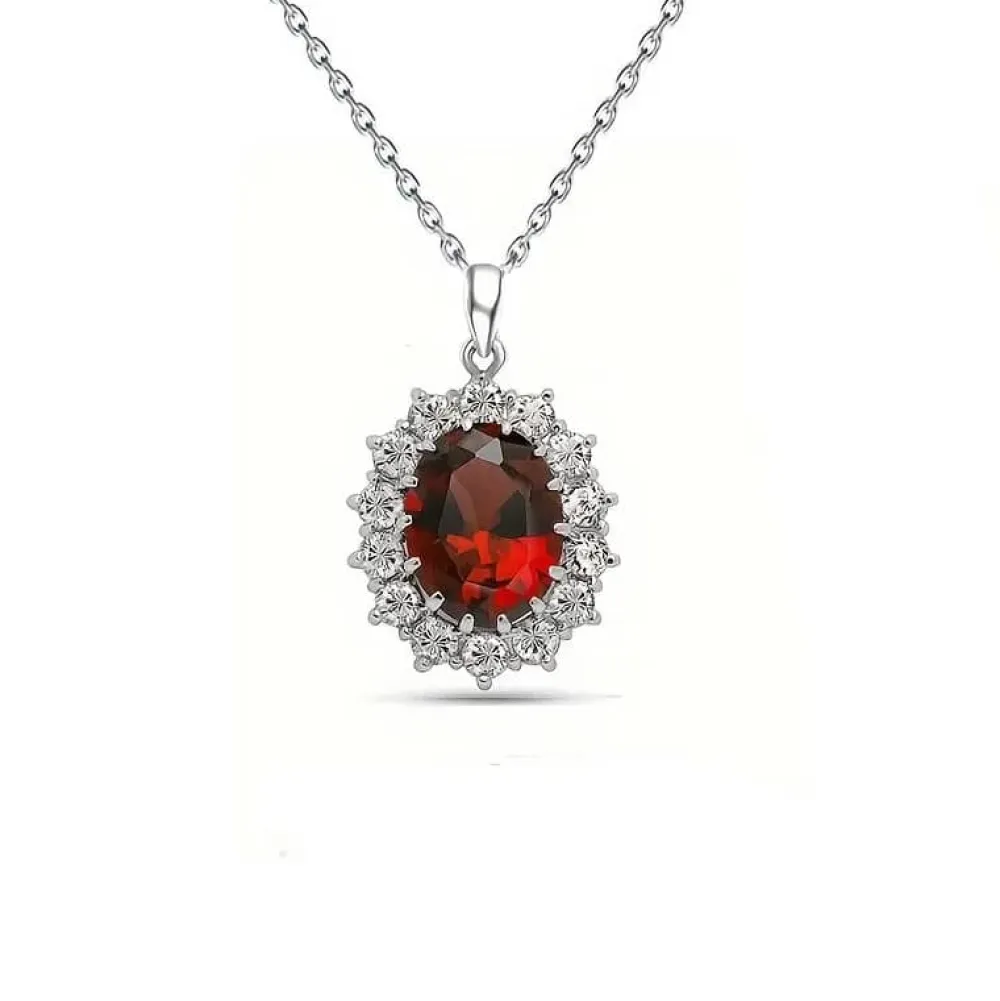 Vessière Cristaux Pendentifs Cristal|Pendentifs|Collier médaillon royal cristal rouge rubis