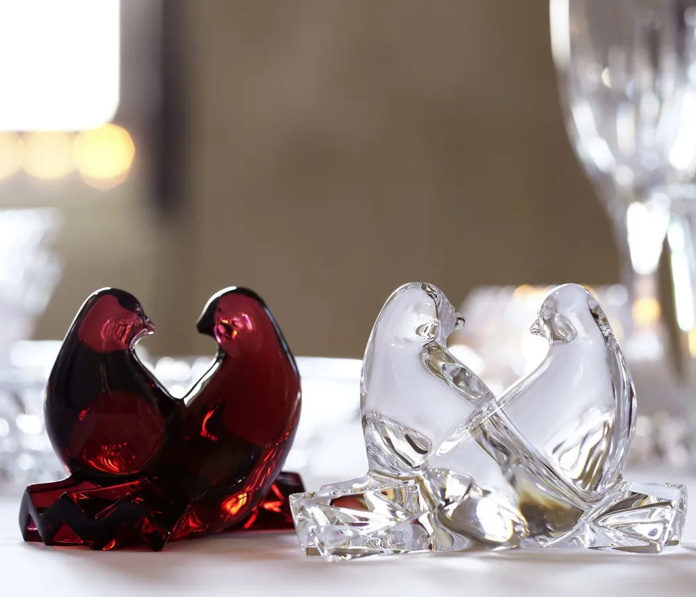Vessière Cristaux Bestiaire|Décoration|Colombes rouge baccarat