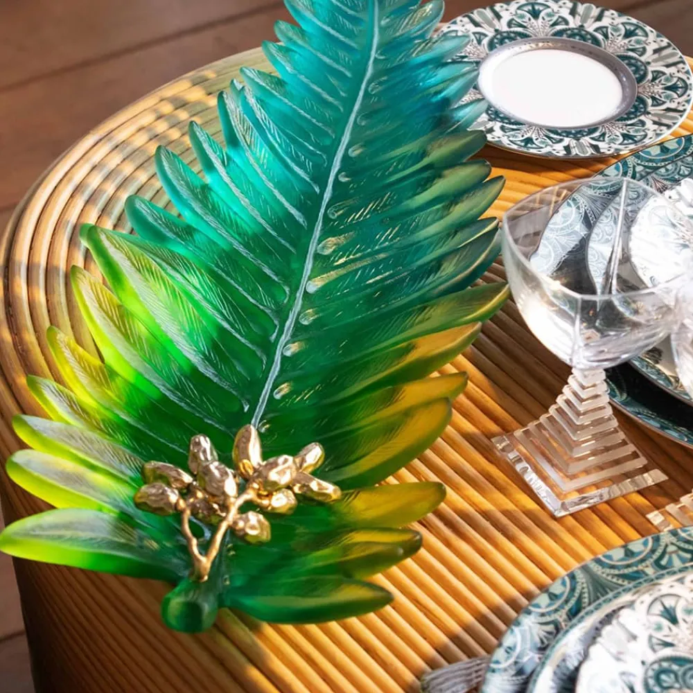 Vessière Cristaux Coupes Cristal|Coupe Feuille Grand Modèle Palm Beach Daum