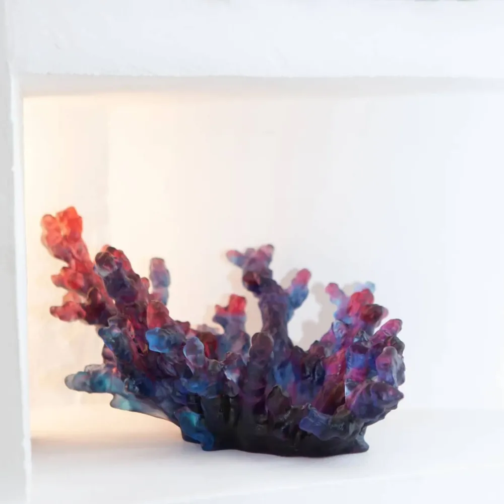 Vessière Cristaux Coupes Cristal|Coupe mm bleu rouge mer de corail daum