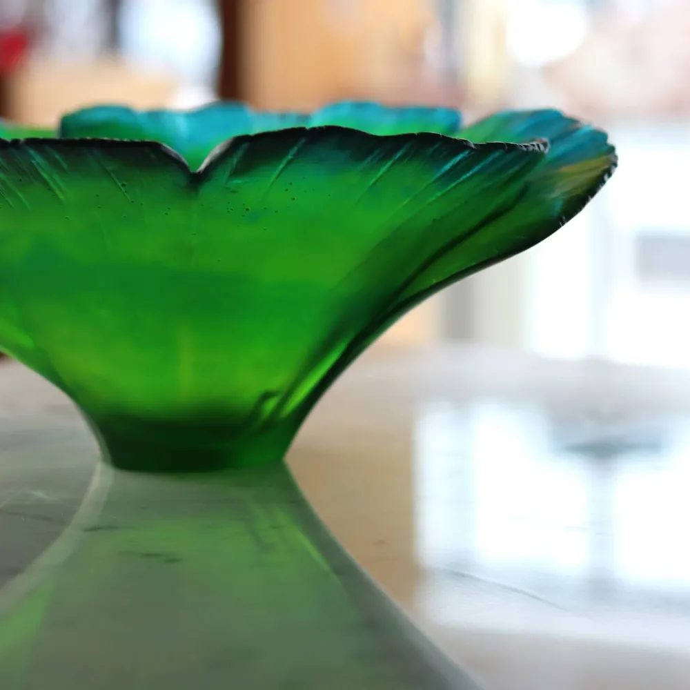 Vessière Cristaux Coupes Cristal|Coupe vert ginkgo daum