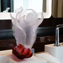 Vessière Cristaux Coupelles Cristal|Vide-Poches Cristal|Coupelle tulipe rouge daum