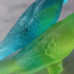 Vessière Cristaux Bestiaire|Animaux Cristal|Couple perruches bleu daum