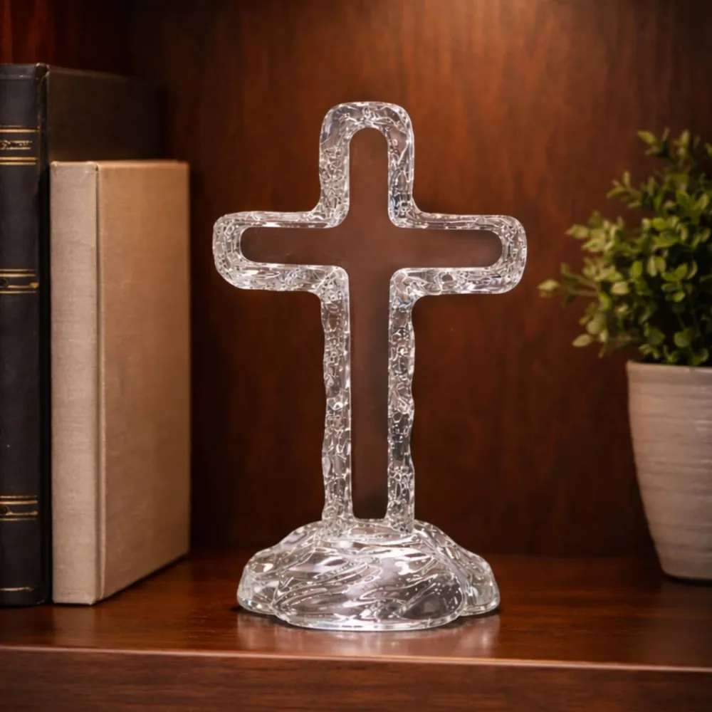 Vessière Cristaux Décoration|Symboles Religieux Cristal|Croix chrétienne latine en cristal