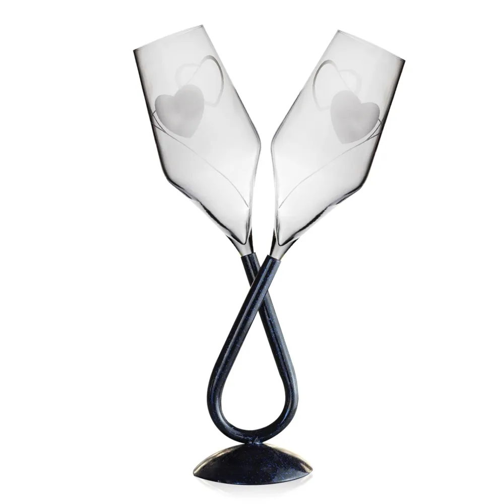 Vessière Cristaux Flûte Champagne|Art De La Table|Duo flûte coeur mariage support