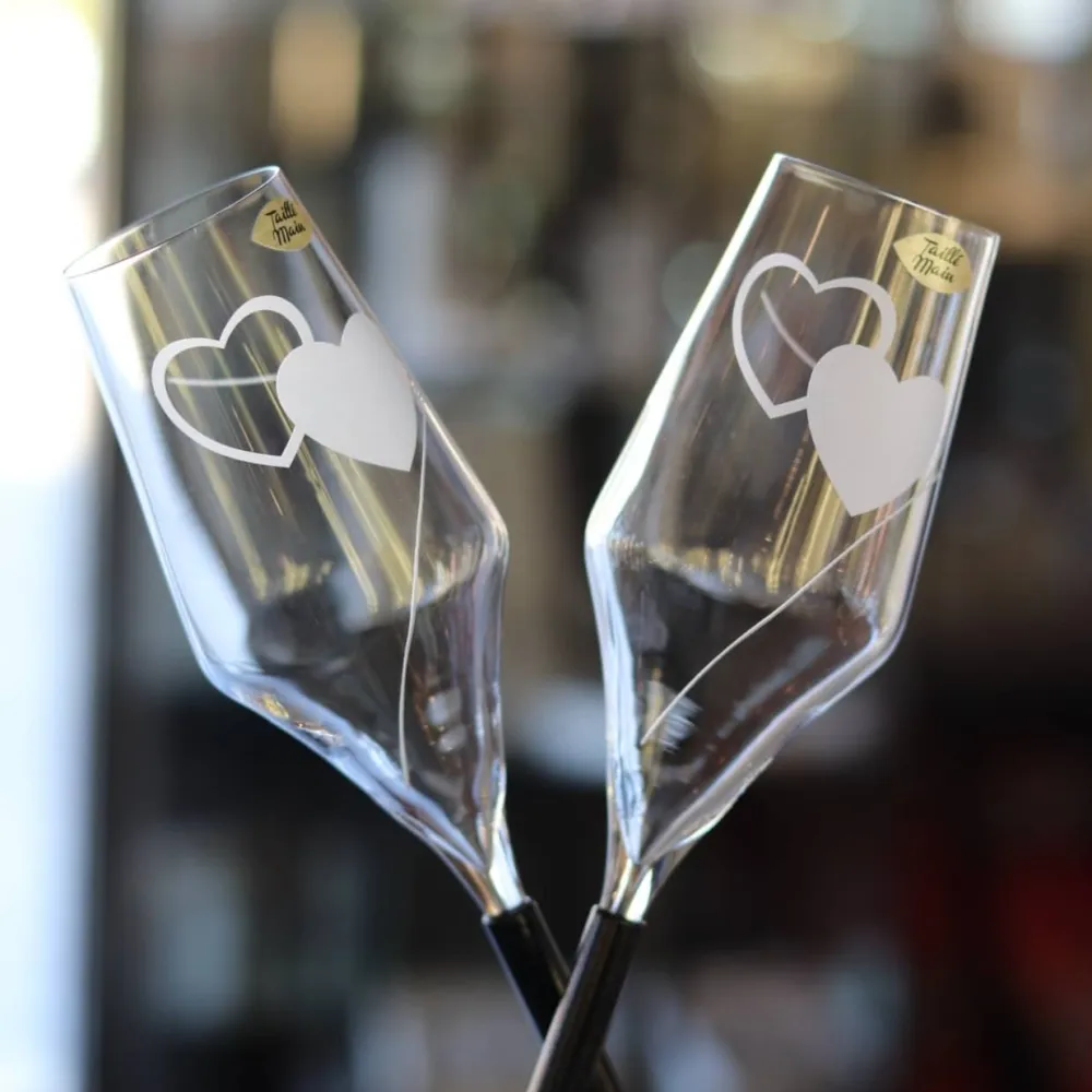 Vessière Cristaux Flûte Champagne|Art De La Table|Duo flûte coeur mariage support