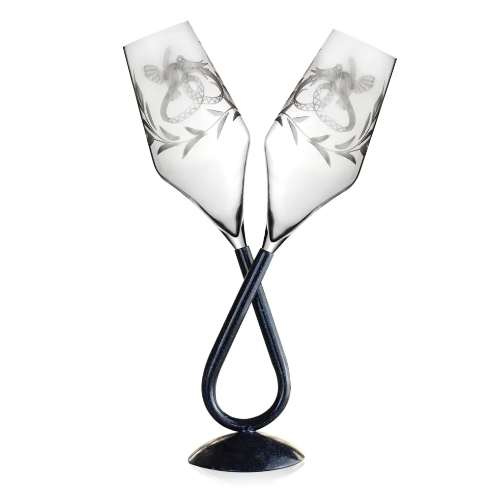 Vessière Cristaux Verre À Pied|Flûte Champagne|Duo flûte colombes mariage support