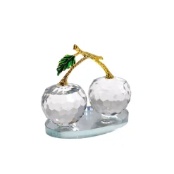 Vessière Cristaux Sulfures Cristal|Décoration|Duo sculpture cerises cristal