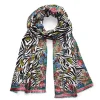 Vessière Cristaux Bijoux|Foulards Lalique|Echarpe Lalique By Ginny Litscher Dessin Zebra Noir et Rose