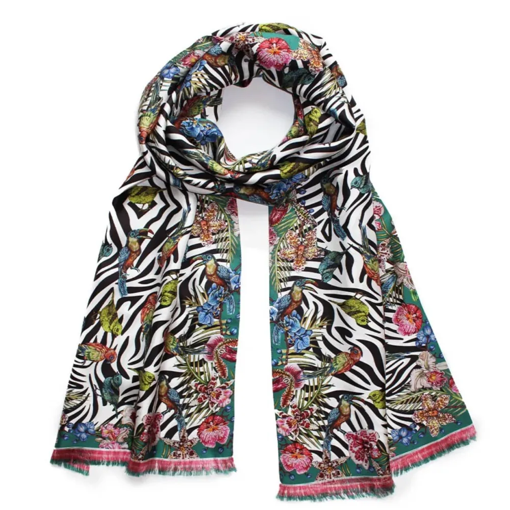 Vessière Cristaux Bijoux|Foulards Lalique|Echarpe Lalique By Ginny Litscher Dessin Zebra Noir et Rose