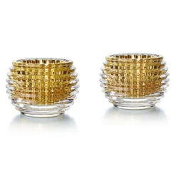 Vessière Cristaux Photophores, Bougeoirs Cristal|Coupes, Coupelles Et Photophores|Eye photophore gold x2 baccarat