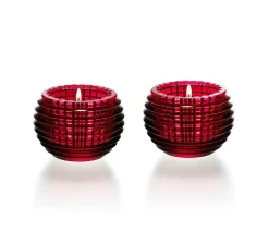 Vessière Cristaux Photophores, Bougeoirs Cristal|Coupes, Coupelles Et Photophores|Eye photophore rouge x2 baccarat