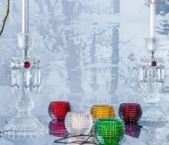 Vessière Cristaux Photophores, Bougeoirs Cristal|Coupes, Coupelles Et Photophores|Eye photophore rouge x2 baccarat