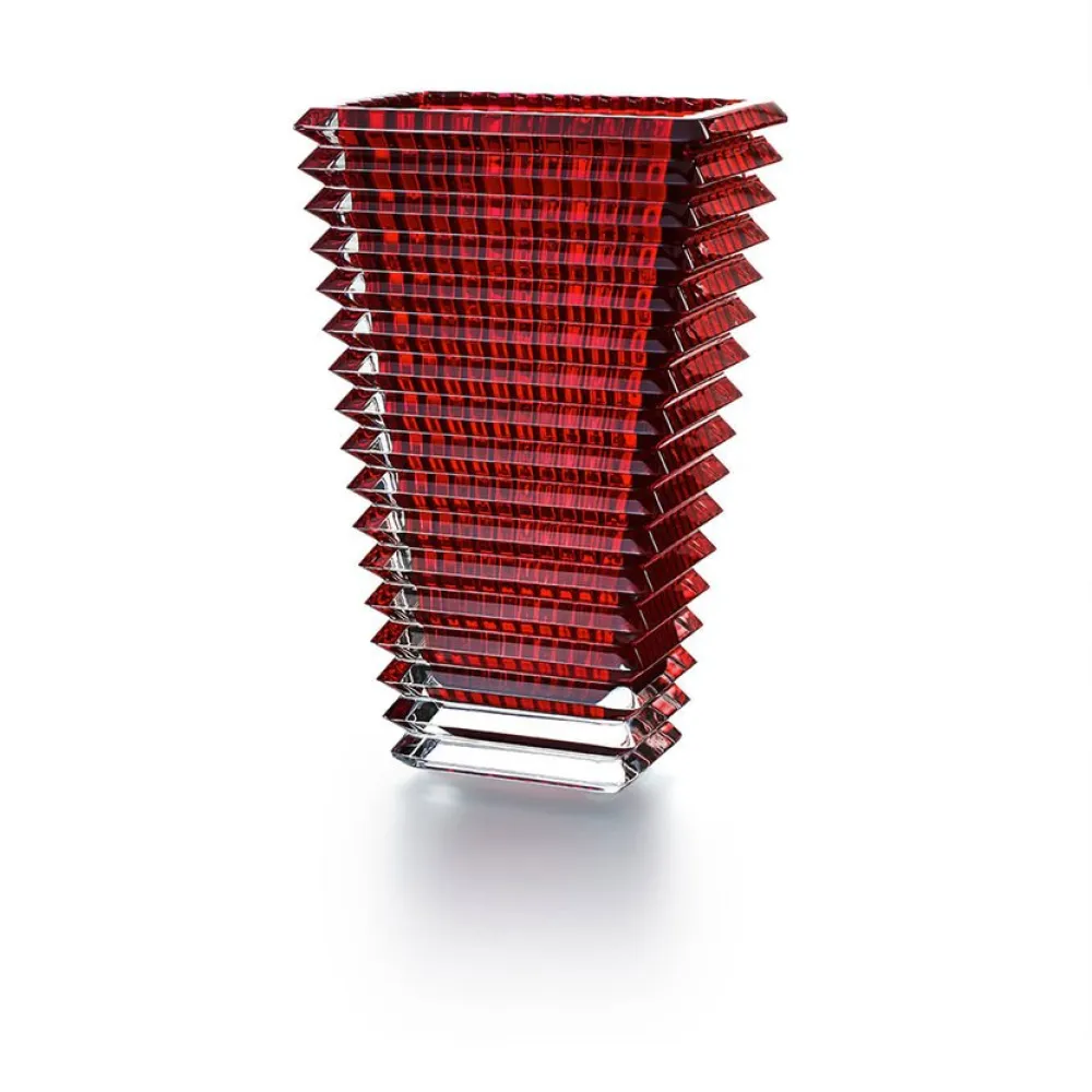 Vessière Cristaux Vases|Vases Cristal Couleur|Eye vase rectangulaire rouge baccarat