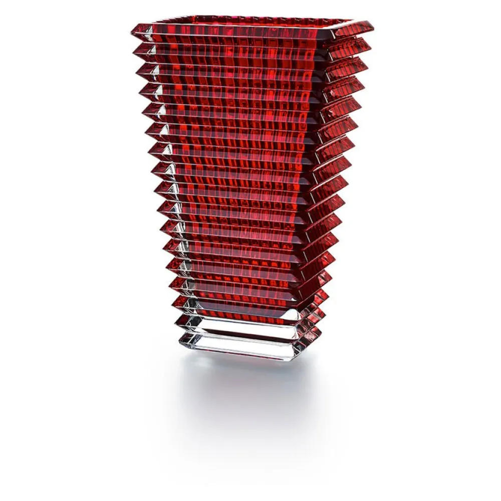 Vessière Cristaux Vases|Vases Cristal Couleur|Eye vase rectangulaire rouge baccarat