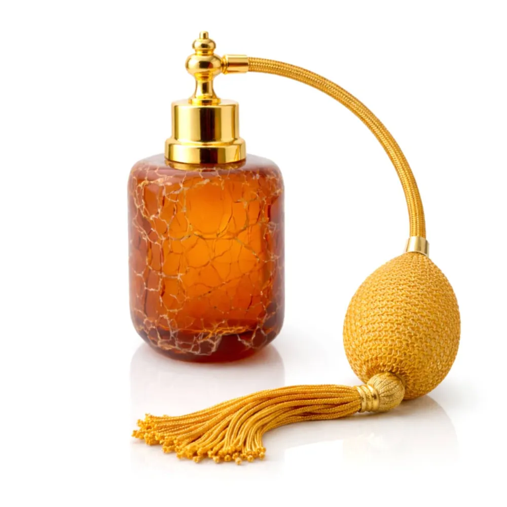 Vessière Cristaux Flacon De Parfum|Flacon parfum ambre royal verre craquelé