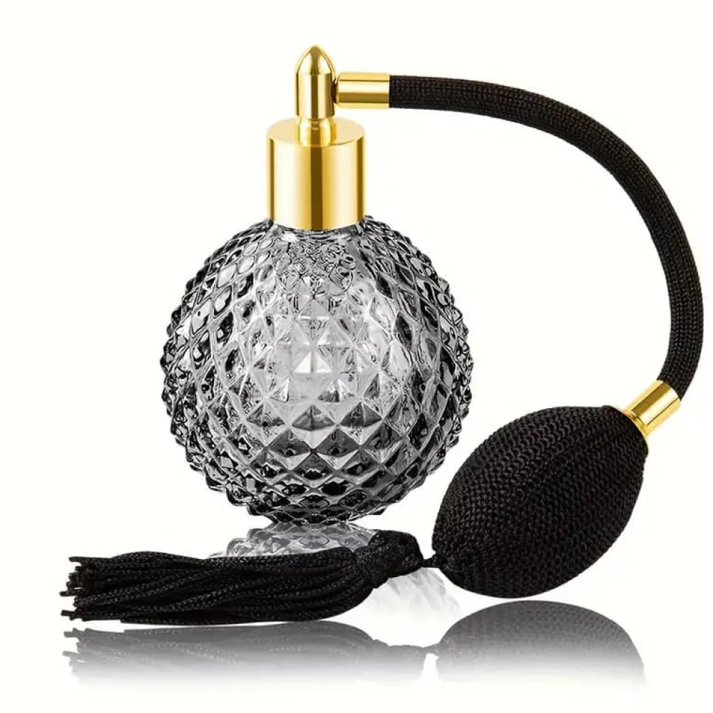 Vessière Cristaux Flacon De Parfum|Flacon vaporisateur gris verre longue frange