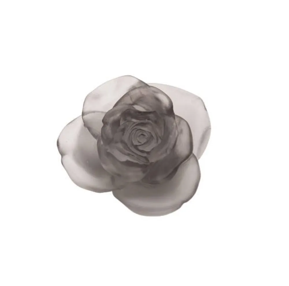 Vessière Cristaux Fleurs Cristal|Sulfures, Presse-Papiers Cristal|Fleur grise rose passion daum