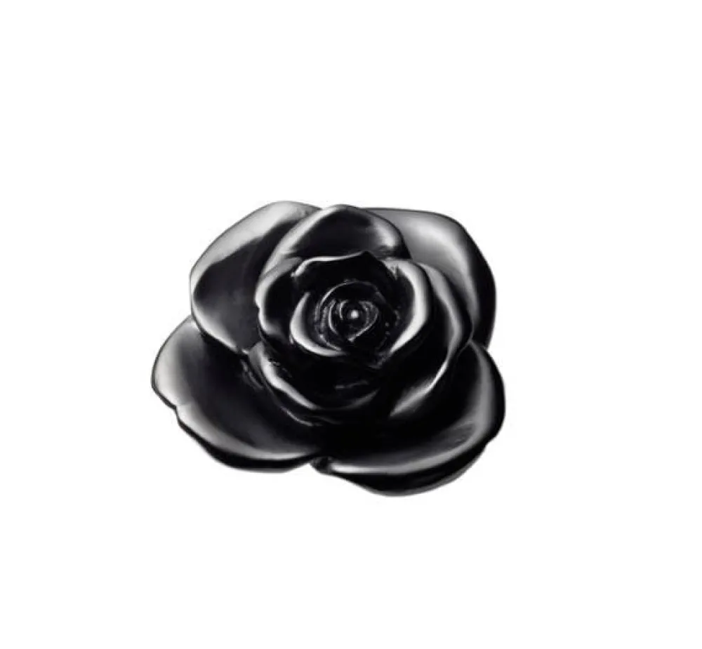 Vessière Cristaux Fleurs Cristal|Sulfures, Presse-Papiers Cristal|Fleur noir rose passion daum