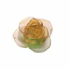 Vessière Cristaux Fleurs Cristal|Sulfures, Presse-Papiers Cristal|Fleur rose passion verte orange daum
