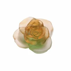 Vessière Cristaux Fleurs Cristal|Sulfures, Presse-Papiers Cristal|Fleur rose passion verte orange daum