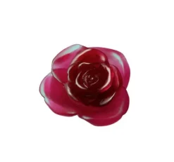 Vessière Cristaux Sulfures, Presse-Papiers Cristal|Fleurs Cristal|Fleur rouge rose passion daum