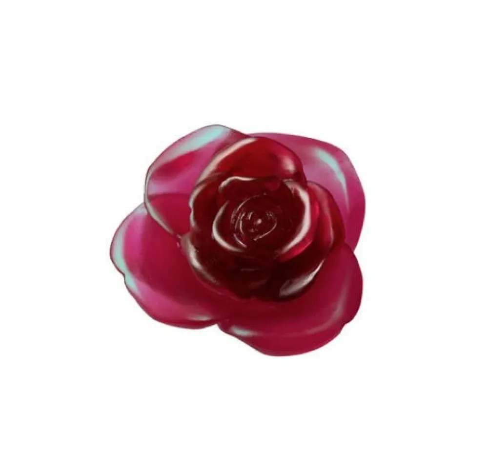 Vessière Cristaux Sulfures, Presse-Papiers Cristal|Fleurs Cristal|Fleur rouge rose passion daum