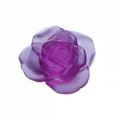 Vessière Cristaux Fleurs Cristal|Sulfures, Presse-Papiers Cristal|Fleur ultraviolet rose passion daum