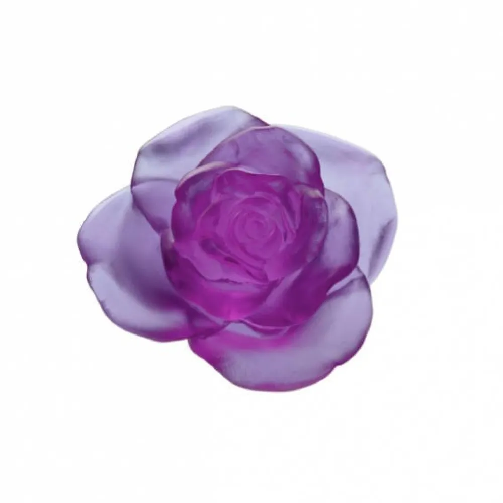 Vessière Cristaux Fleurs Cristal|Sulfures, Presse-Papiers Cristal|Fleur ultraviolet rose passion daum