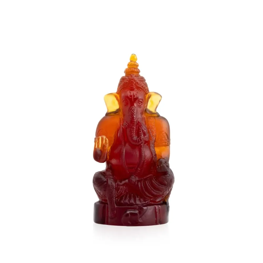 Vessière Cristaux Editions D’Art|Symboles Religieux Cristal|Ganesha ambre foncé daum