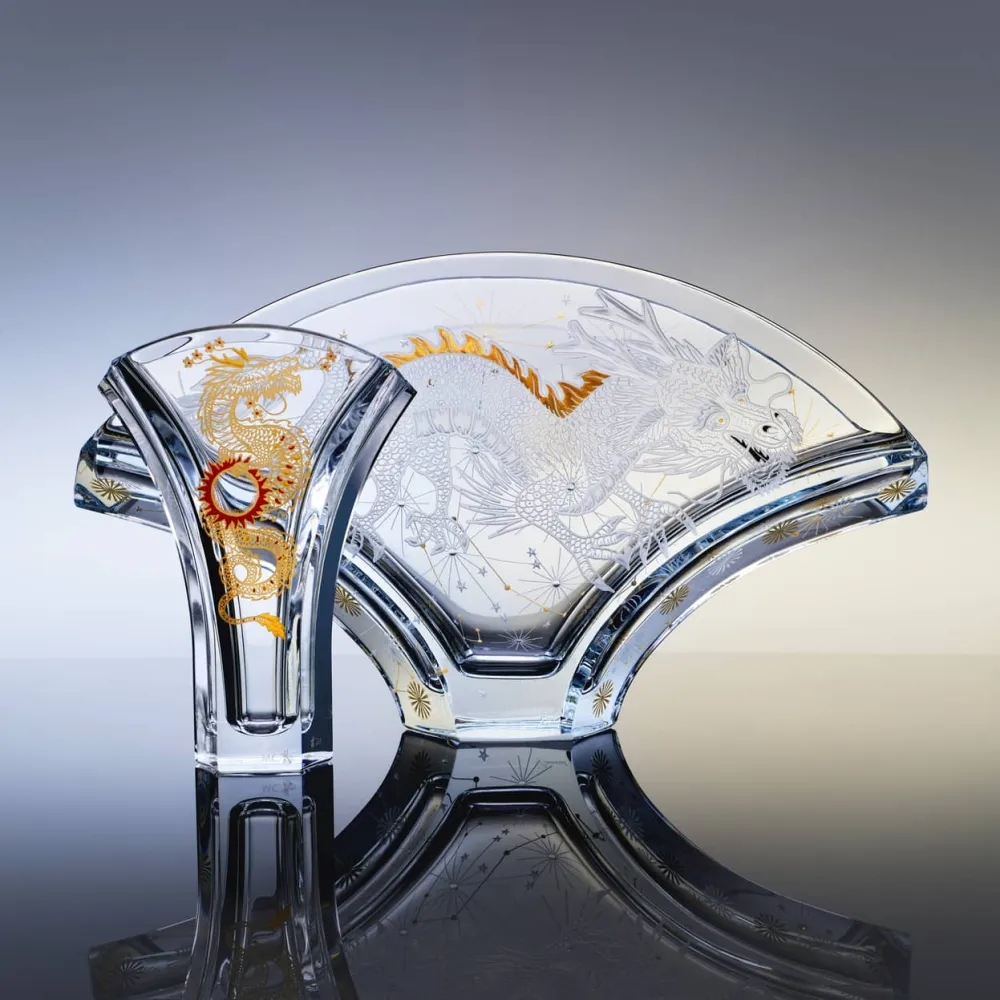 Vessière Cristaux Vases|Ginkgo vase dragon solaire Baccarat