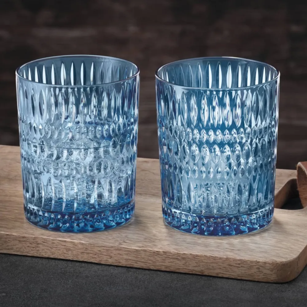 Vessière Cristaux Verre À Whisky|Verre En Cristal Taillé|Gobelet Ethno bleu Nachtmann X2
